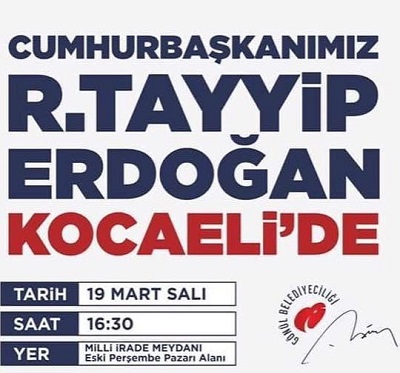 CUMHURBAŞKANI RECEP TAYYİP ERDOĞAN KOCAELİ’YE GELİYOR